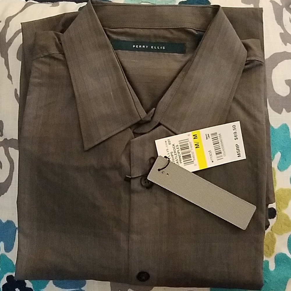 Perry Ellis NWT Men's Gray Dress Shirt